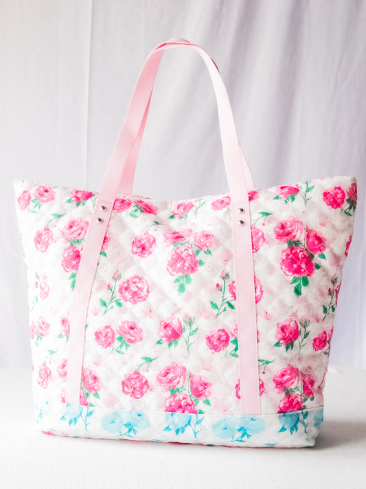 Quilted Tote - Raspberry Roses