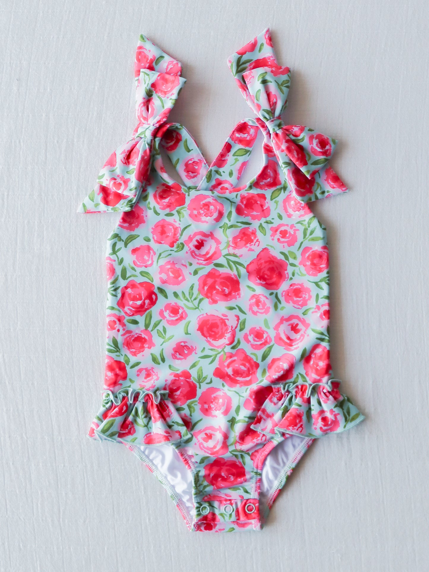 Melanie One Piece - Covered in Roses on Aqua