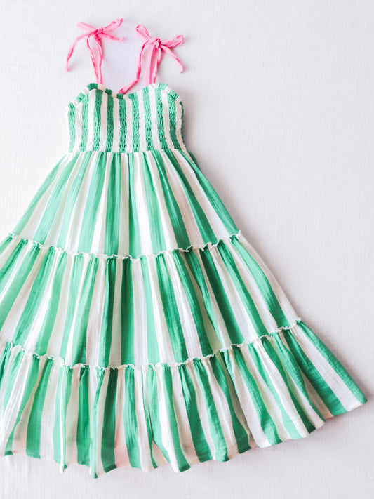 Beach Dress - Green Stripe