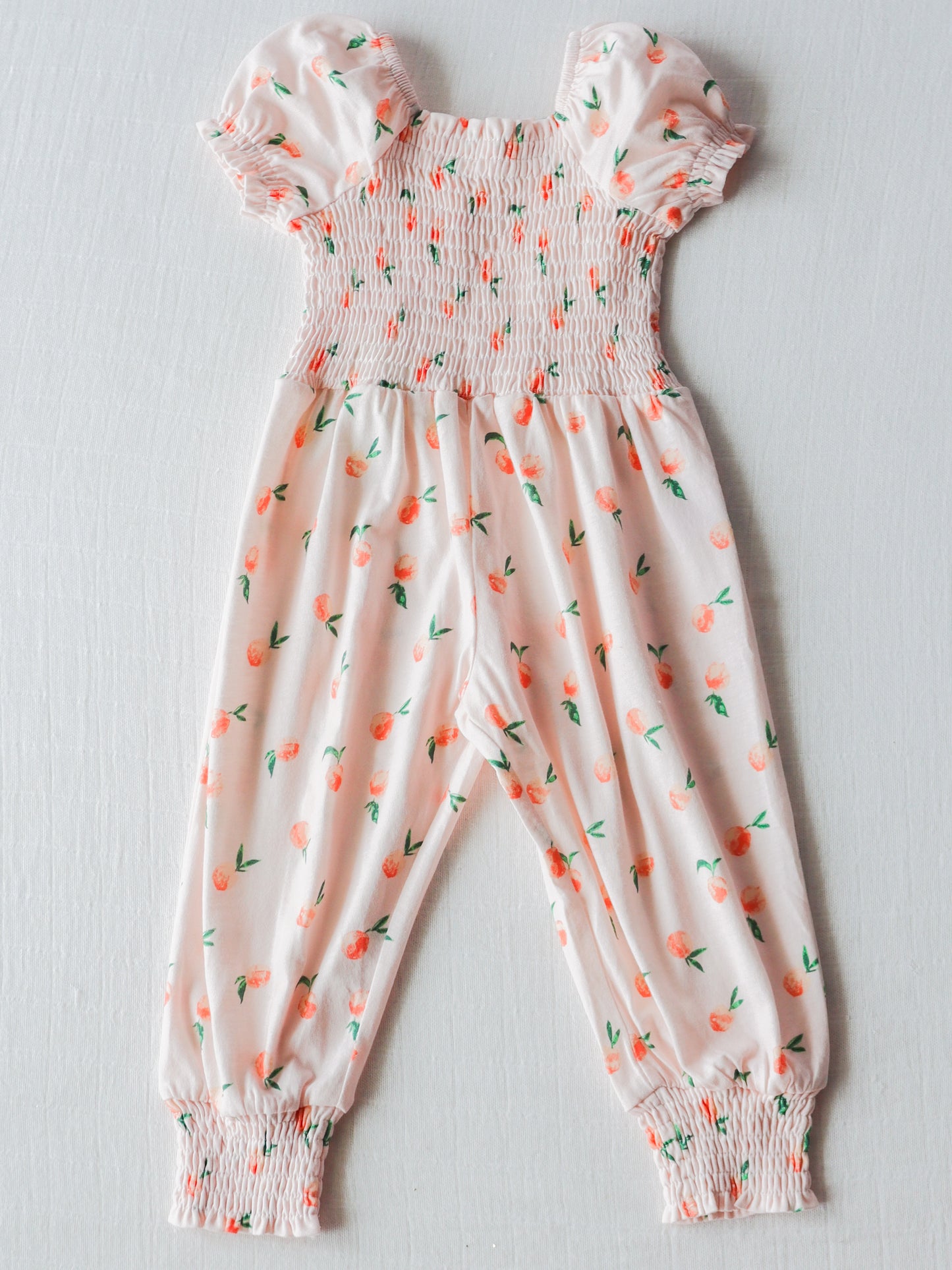 Smocked Romper - Peaches