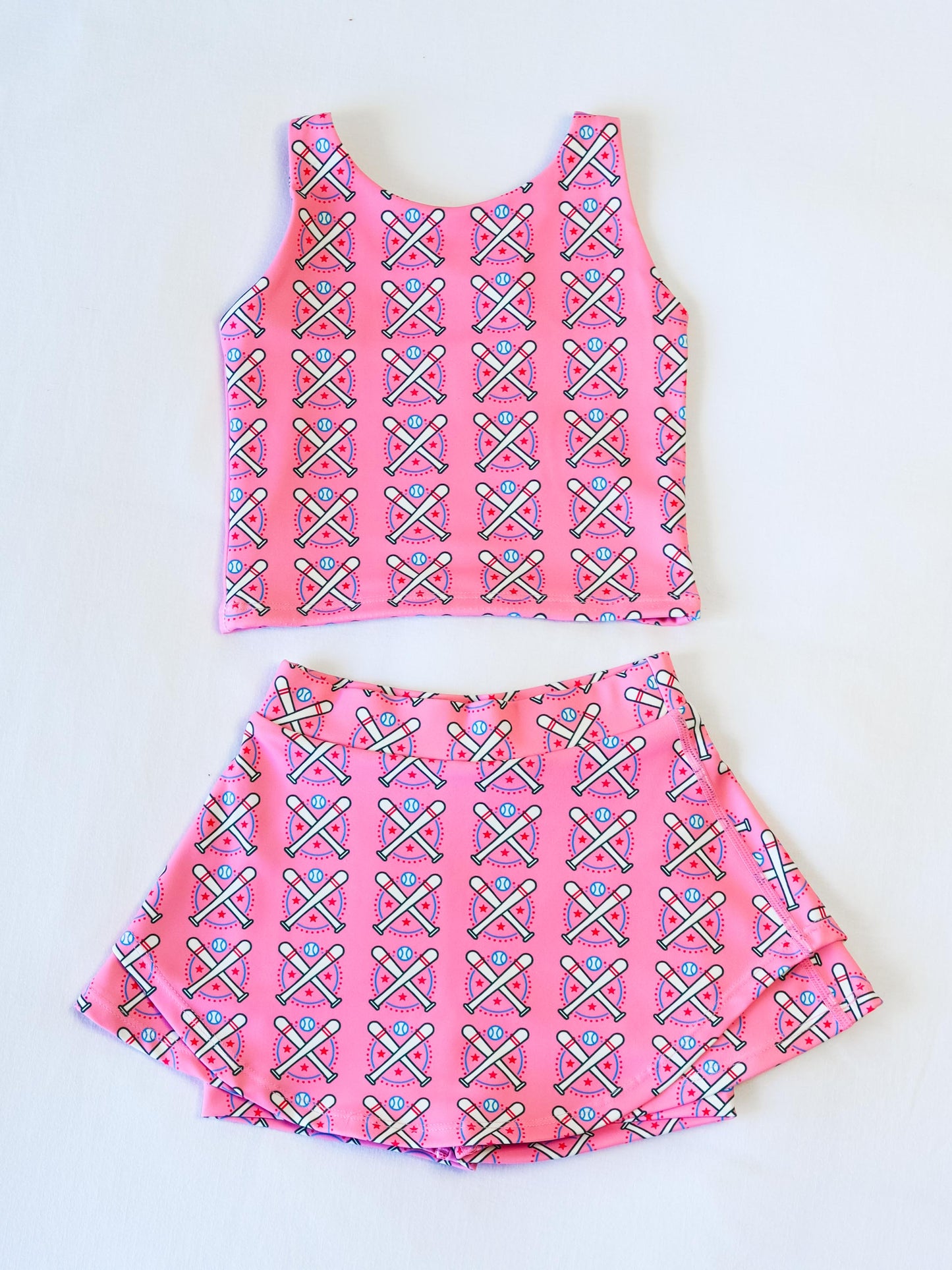 Active Skort Set - Baseball Bats Pink