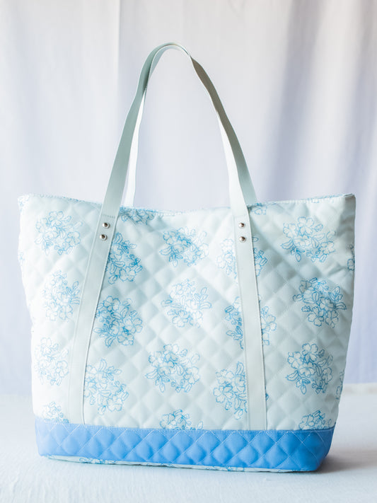 Quilted Tote - Flourishing Blues