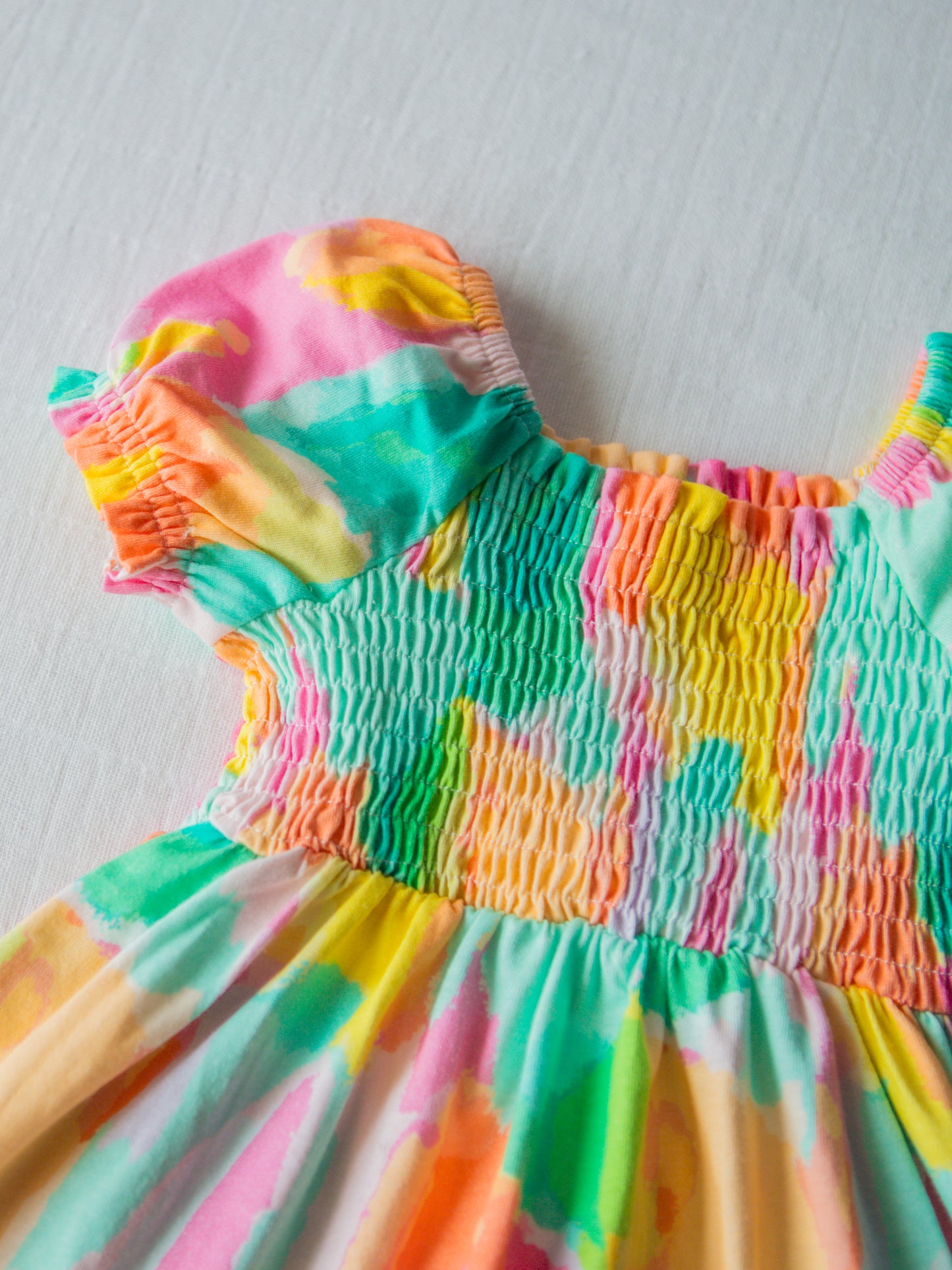 Puff Sleeve Dress - Popsicle Splash