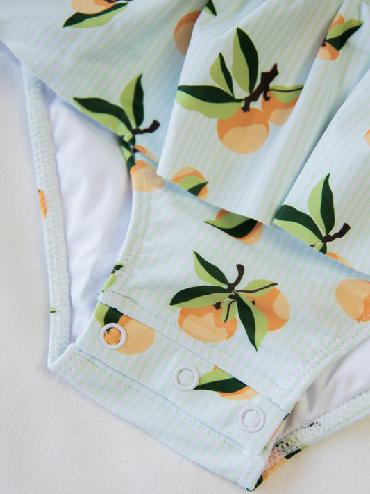 Smocked One Piece - Oranges Stripe