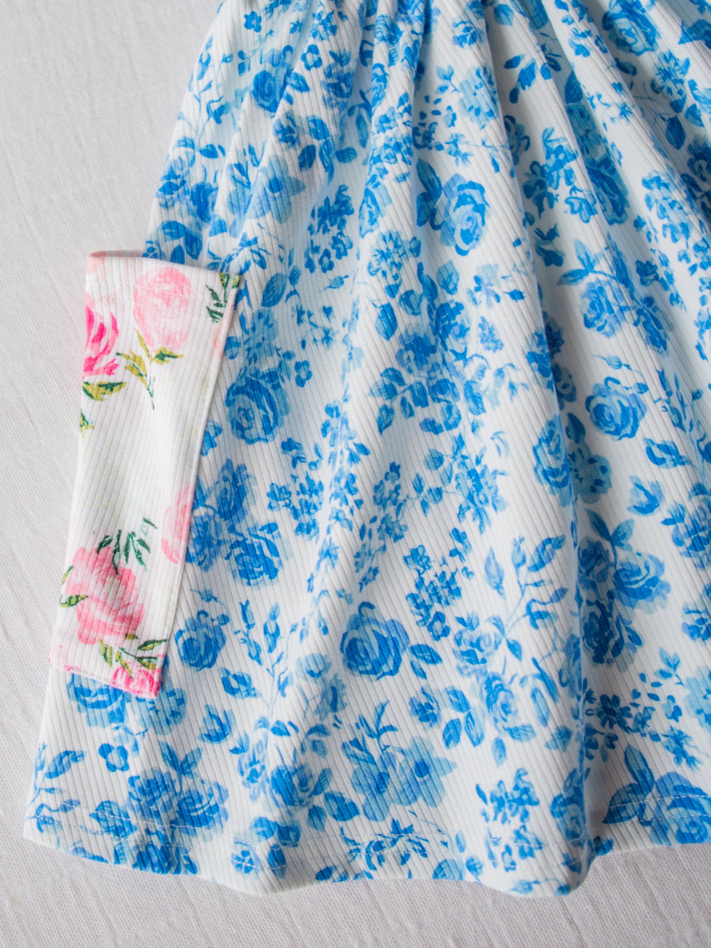 Ribbed Knit Dress - Blooming Blues