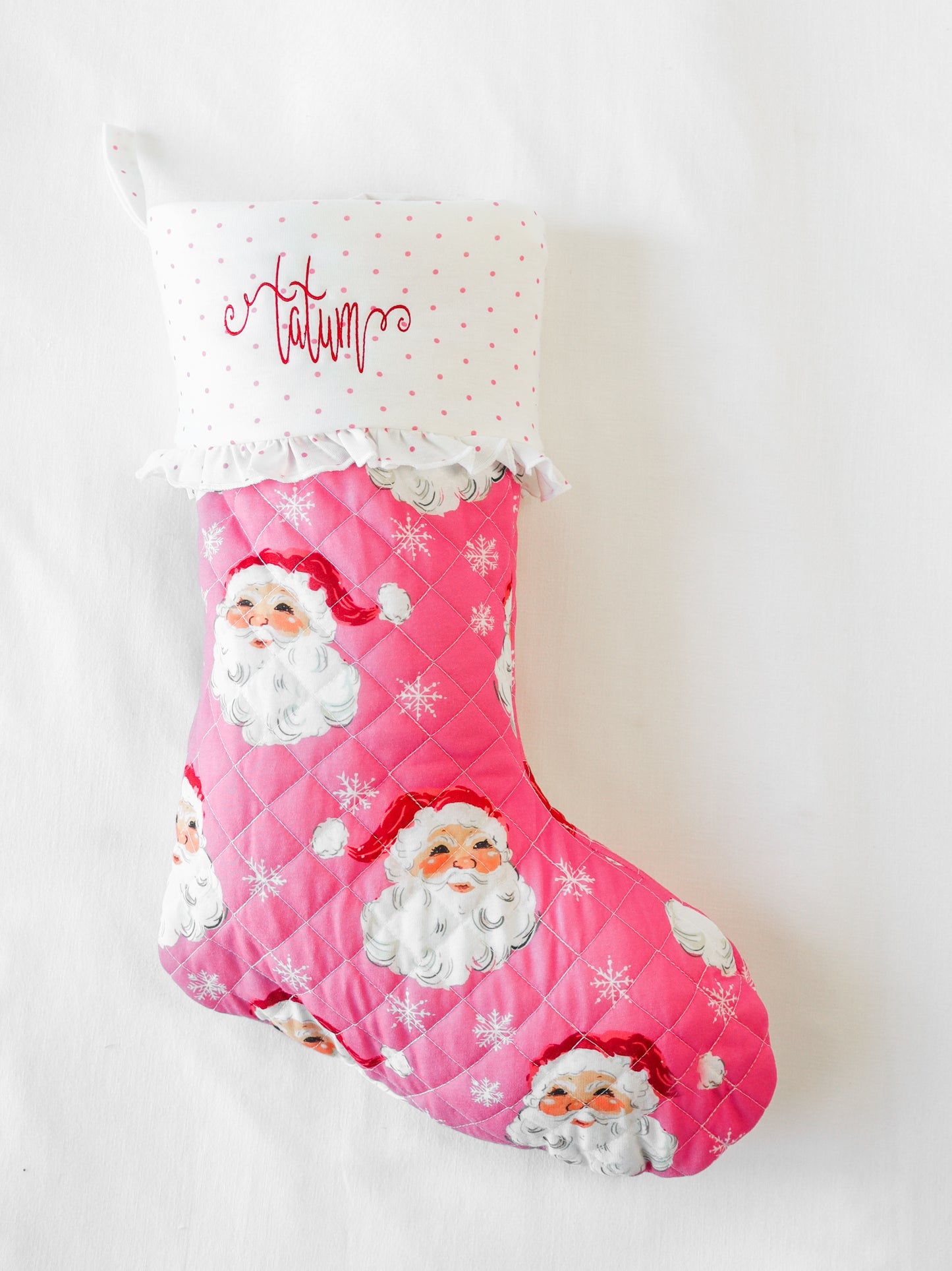 Ruffled Stocking - Jolly St Nick in Pink