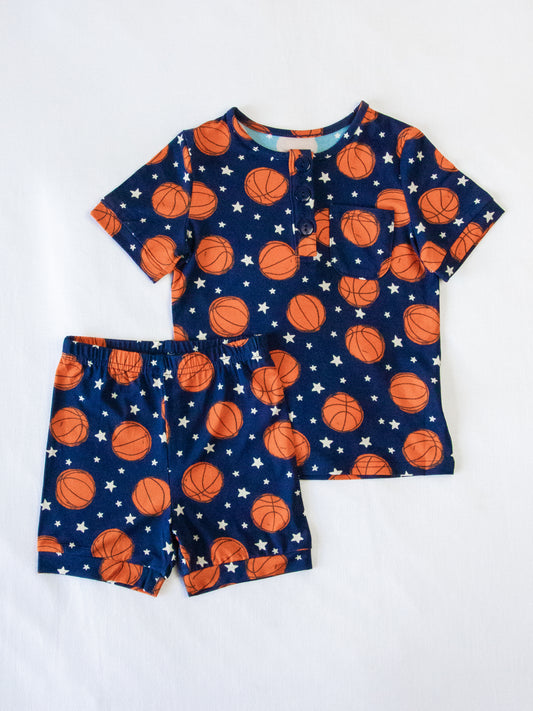 Cloud Short Set Pajamas - Basketball Allstars Navy