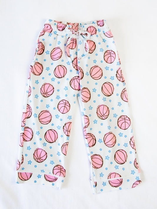 Kid's Everyday Pants - Pink Basketballs