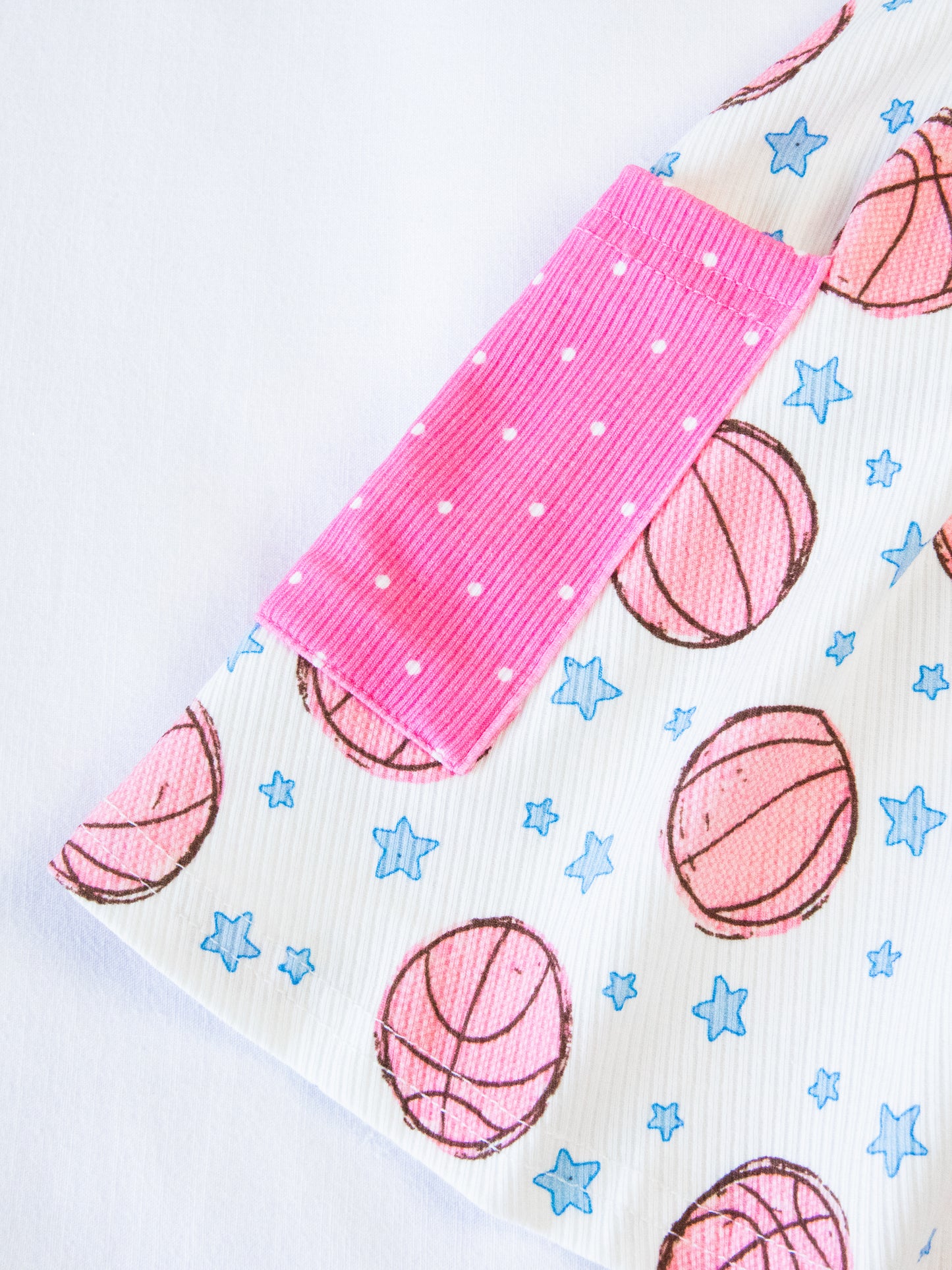 Ribbed Knit Dress - Pink Basketballs