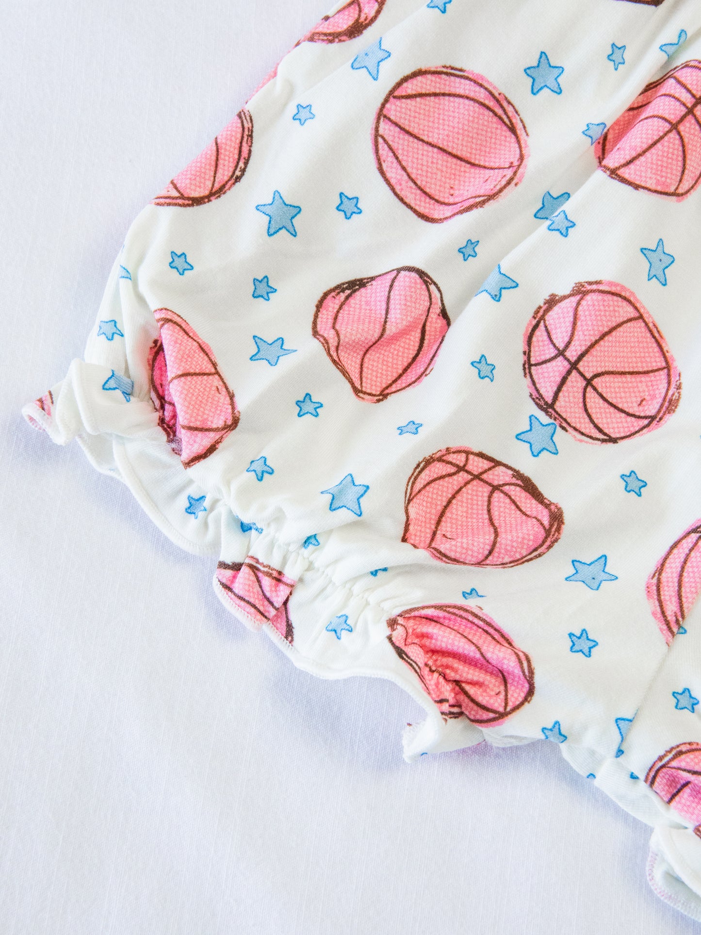 Short Leggy Romper - Pink Basketballs