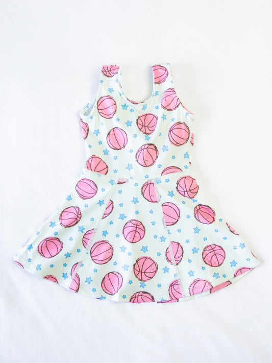 Tennis Dress - Pink Basketballs