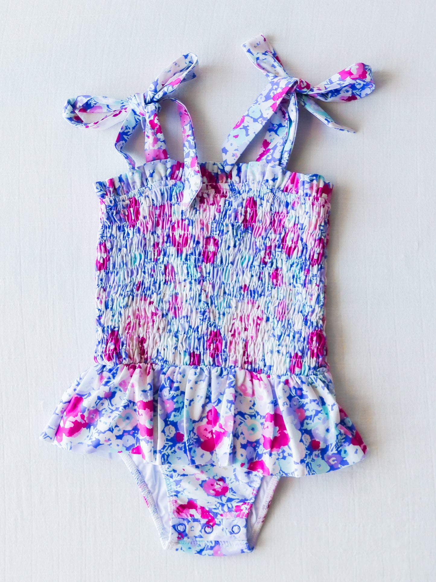 Smocked One Piece - Pastel Carnations