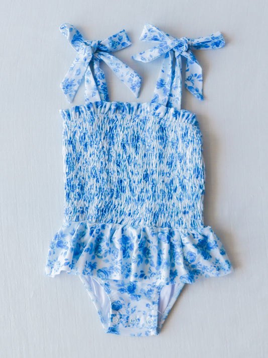 Smocked One Piece - Blooming Blues