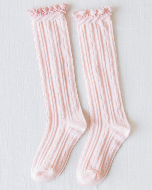 Girl's Pink Cable Knee High Socks Girl's Socks, Girl's Lt Pink Socks,  Girl's Pink Socks, Girl's Pink Knee Highs, Girl's Knee High Socks 