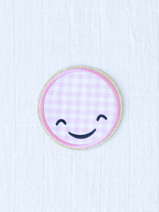 Happy Patch - Happy Face Pink Check
