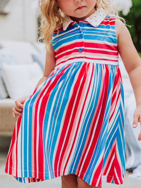 Terry Dress - Bright American Stripe