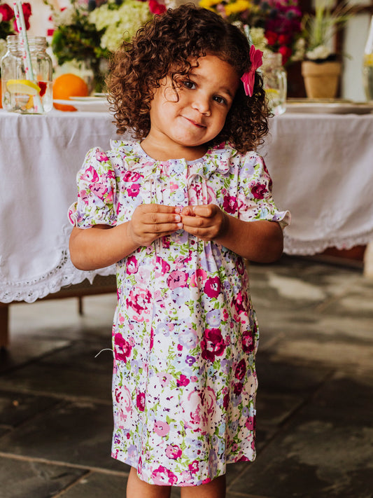 Ruffled Play Dress - Violet Carnations