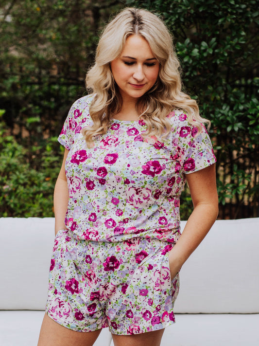 Women's Lounge Set Pajamas - Violet Carnations