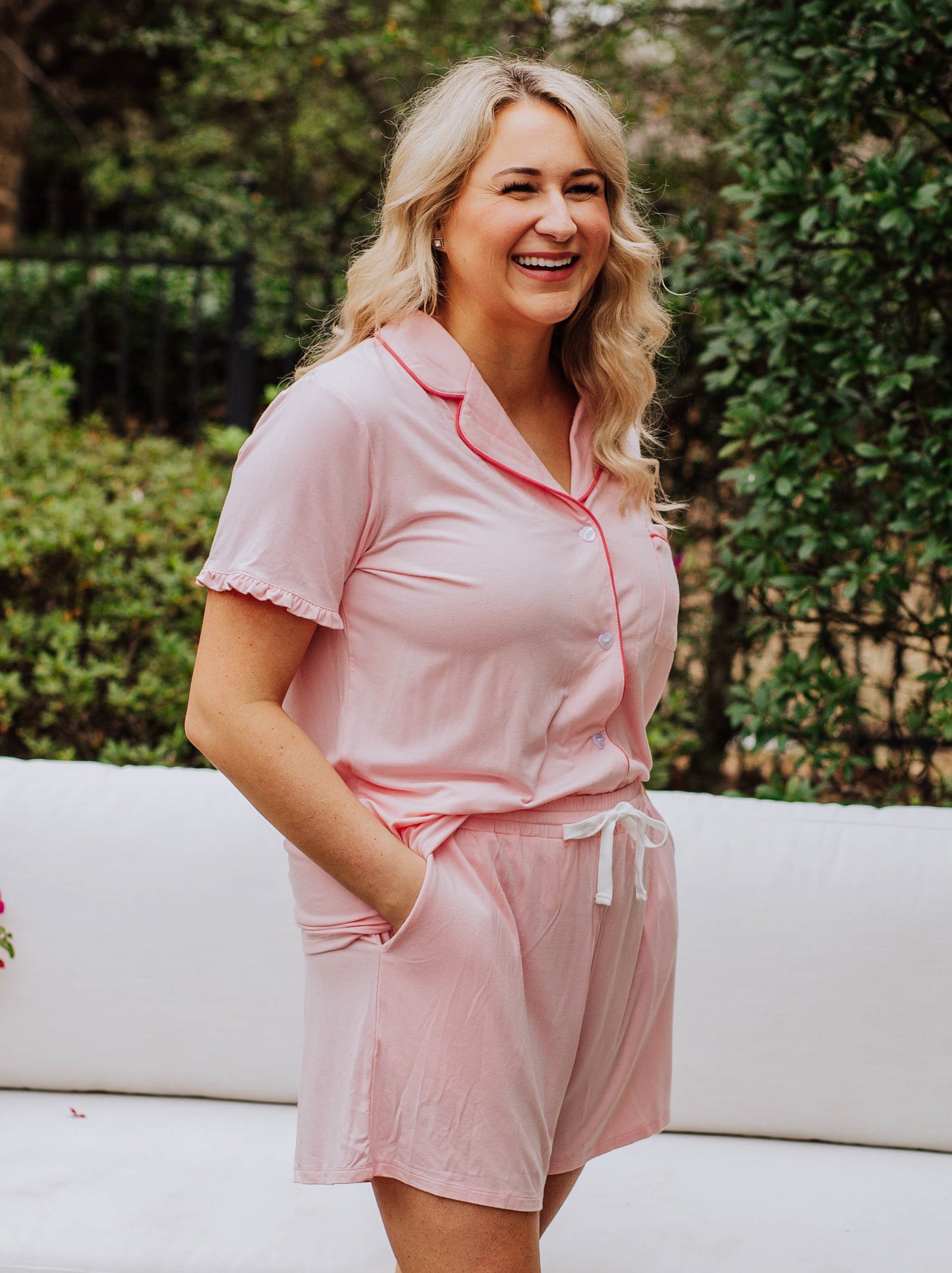 Women's Relaxed Pajama Set - Rose Cloud