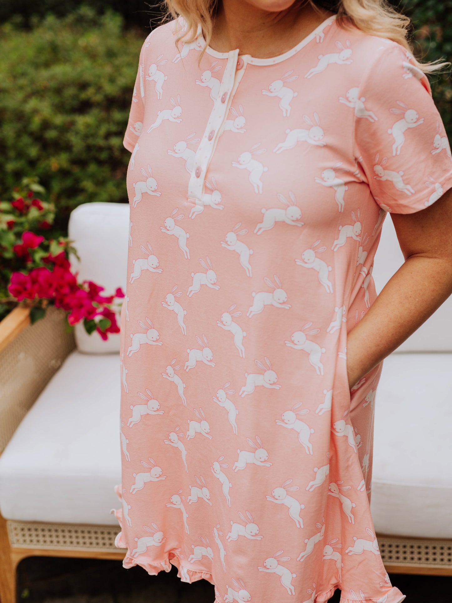 Women's Gown Pajama - Hippity Hoppity Pink