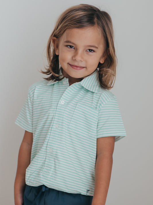 Boy's Polo Shirt - Limeade Stripe