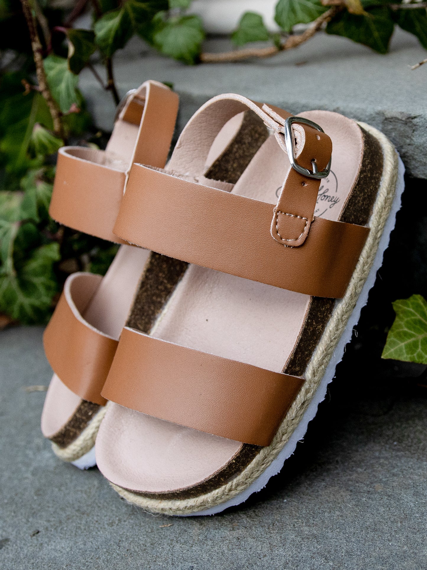 Strappy Cork Sandals – Brown