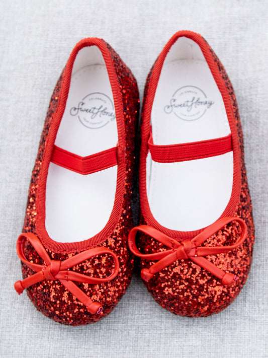 Small Bow Glitter Ballet - Red