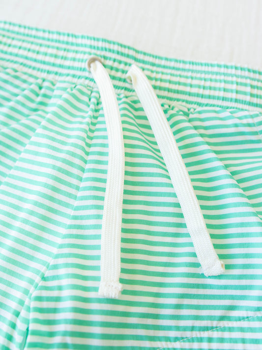 Customizable Boy's Everyday Lined Trunks – Green Striped