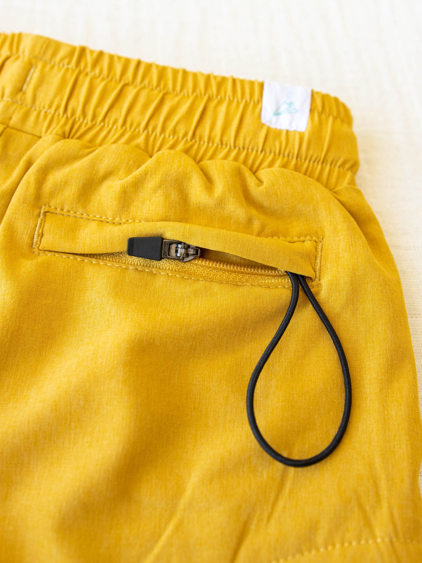 Closeup of the zippered back pocket.
