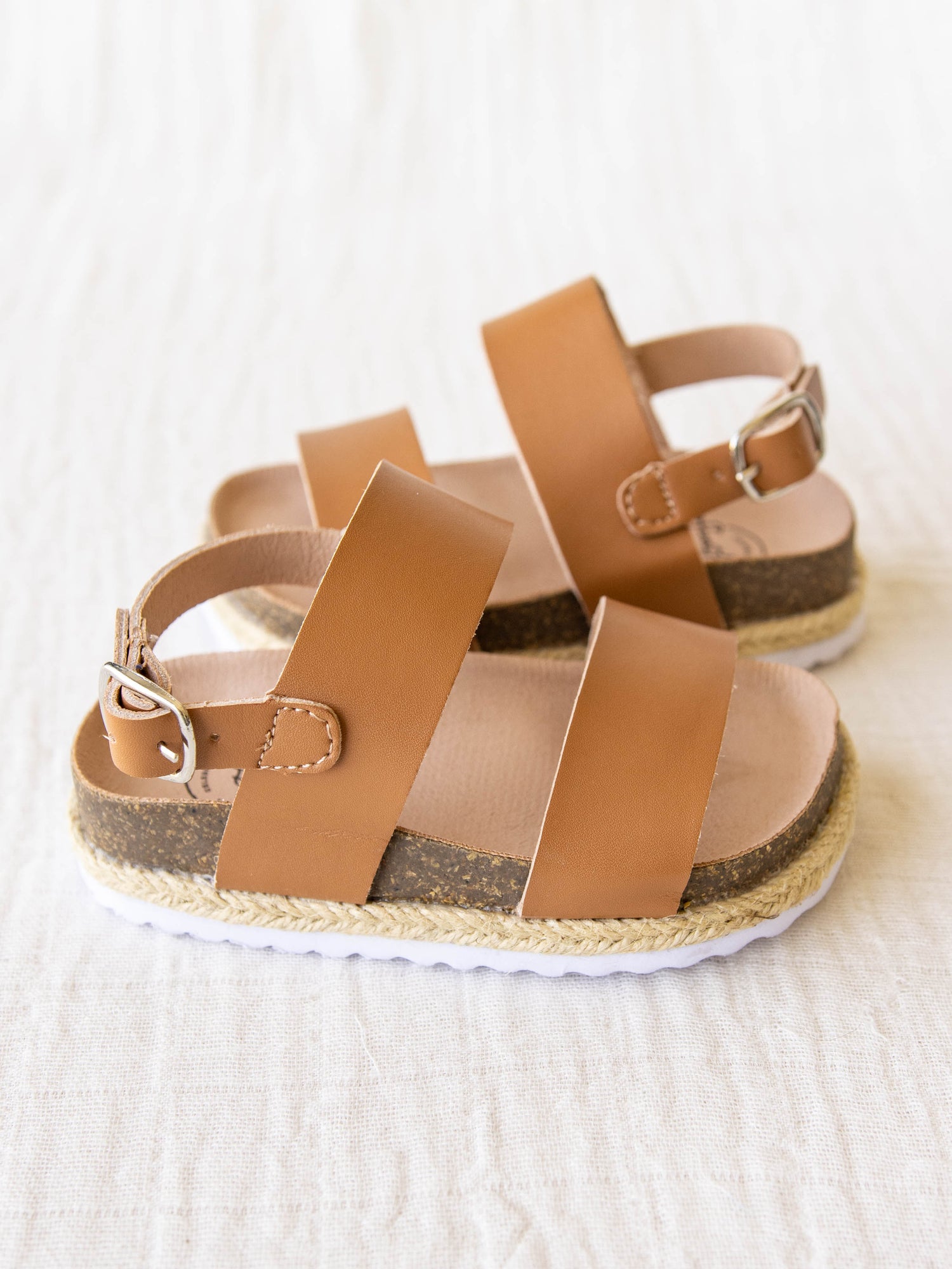 Brown Strappy Contoured Cork Sandals Women's | Size 3 | Ginger Ale Moshulu