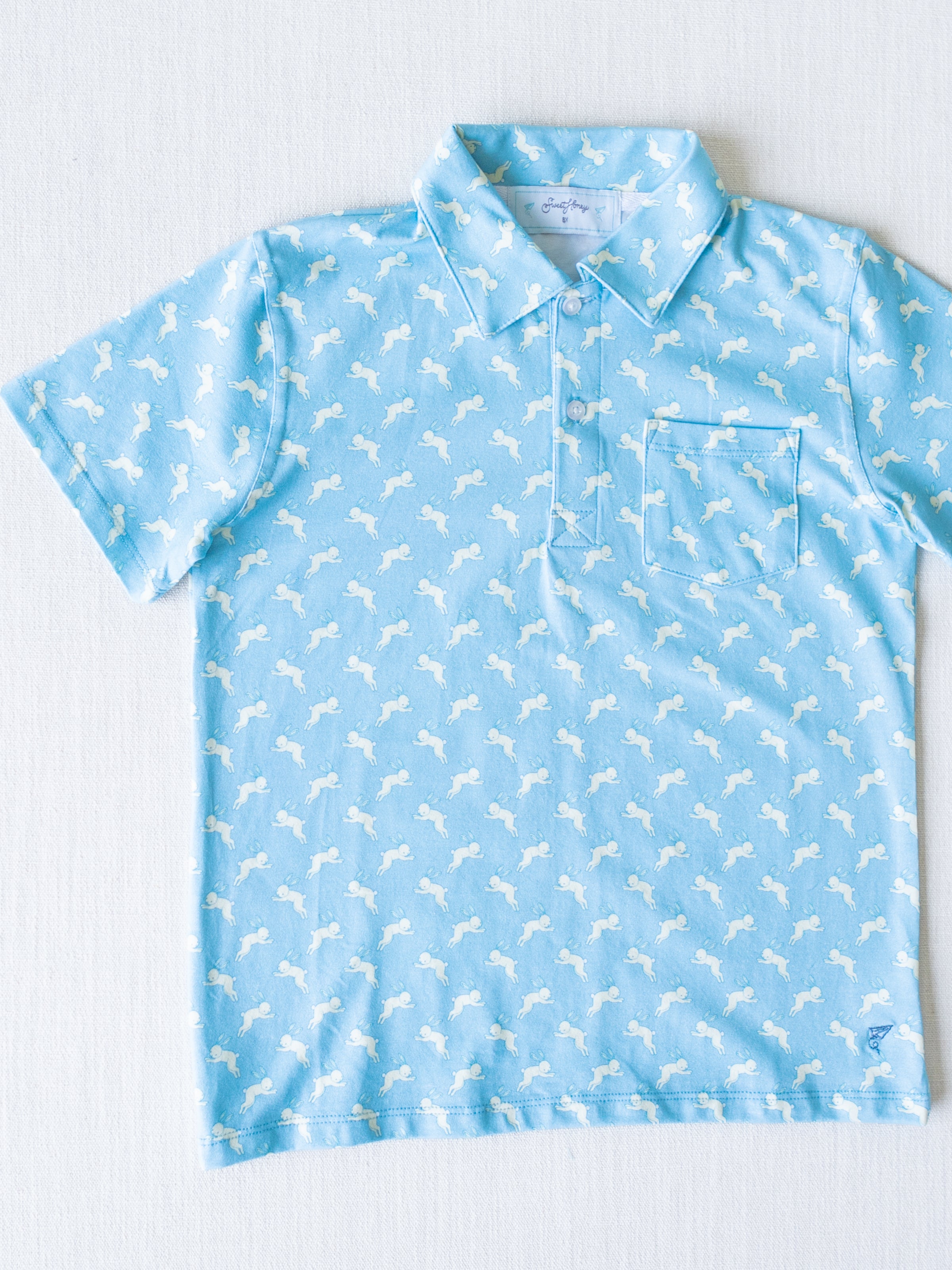 Boy's Polo Shirt - Cottontail Hop - SweetHoney Clothing