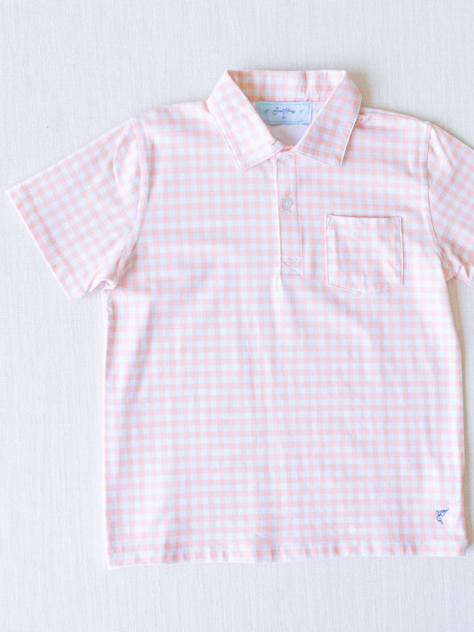 Boy's Polo Shirt - Sweet Pink Check