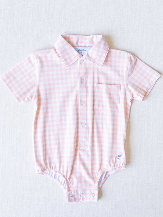Boy's Polo Shirt - Sweet Pink Check