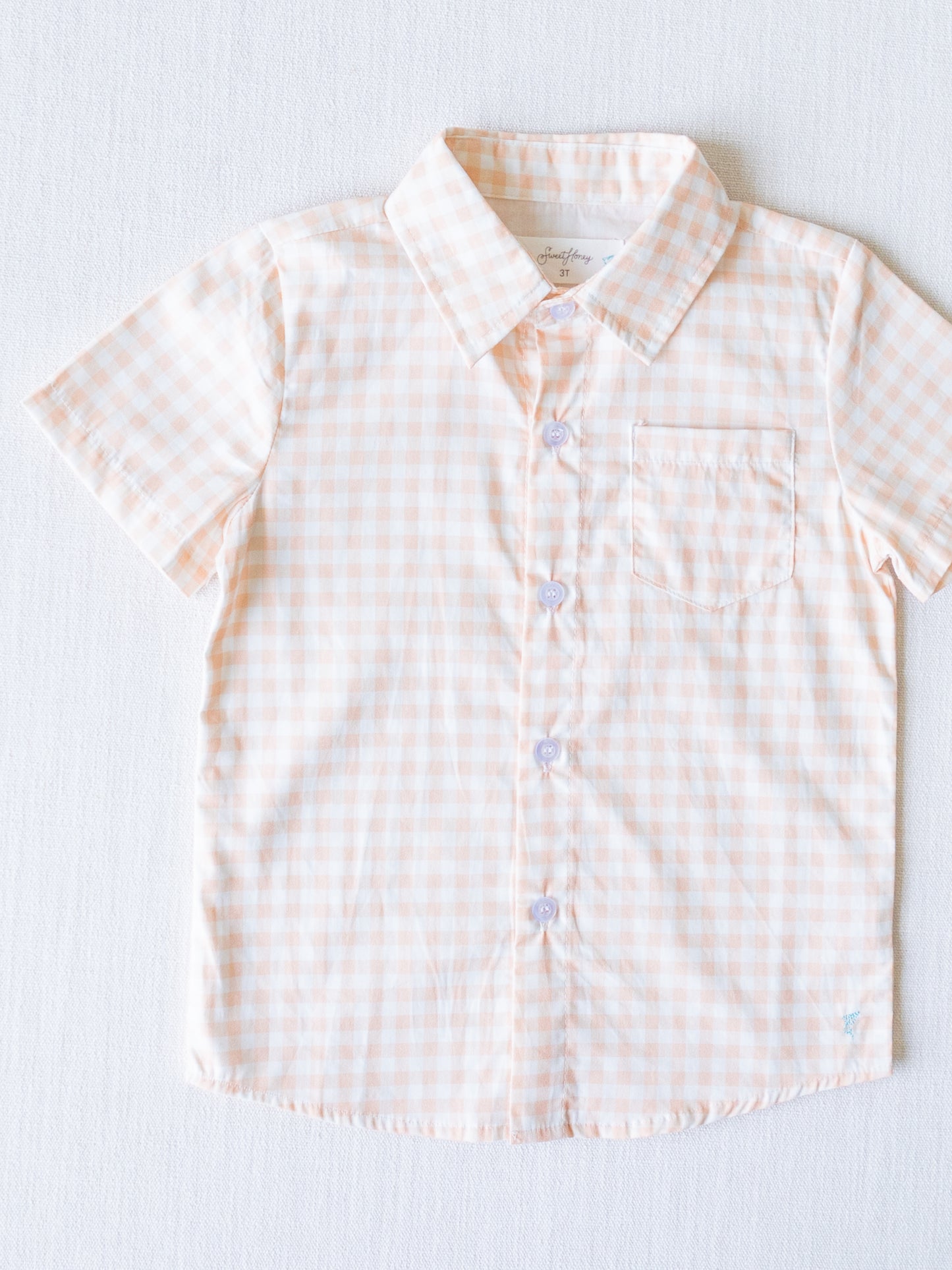 Boy's Button Up Shirt - Sweet Pink Check
