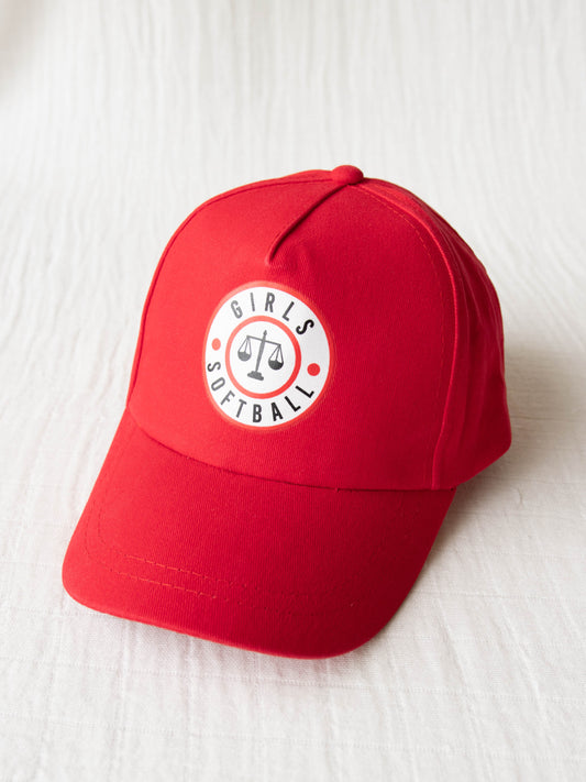 Baseball Cap - Girls Softball. This red cap with adjustable snapback closure has the same Girls Softball logo on the front as our Girl’s Softball Bubble & Dress.