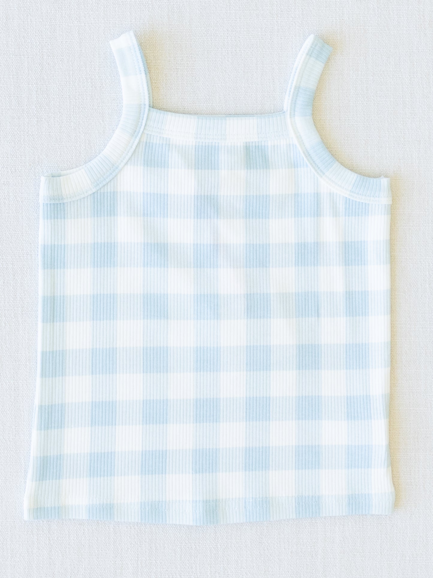 Fitted Tank Top - Light Blue Check