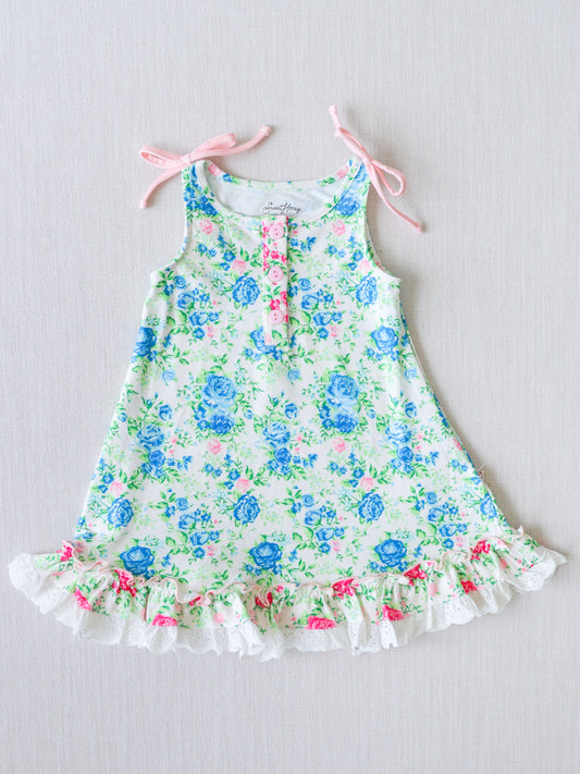 Everyday Play Dress - Garden Blue Roses