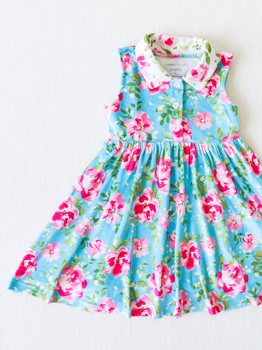 Terry Dress - Swirly Floral Pinks