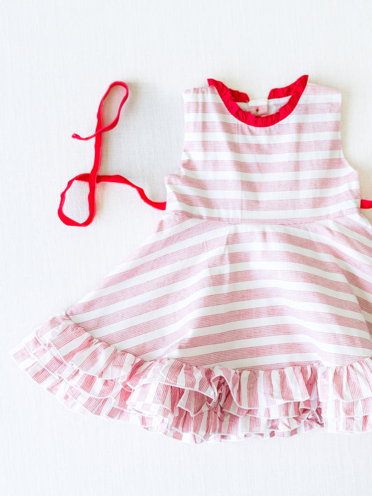 Day Dress - Red Pinstripes