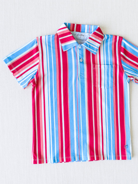 Boy's Polo Shirt - Bright American Stripe