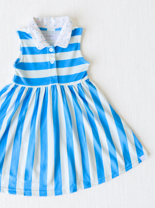 Terry Dress - Sea Blue Stripes