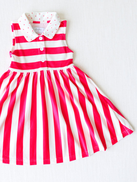 Terry Dress - Red Stripe