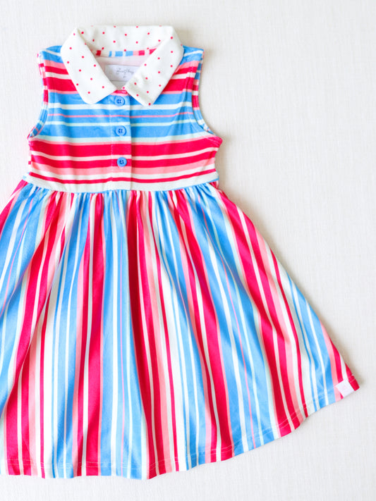Terry Dress - Bright American Stripe